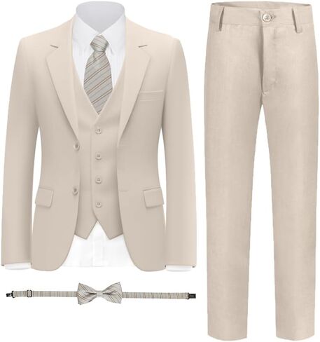 Boys Slim Fit Suit for Kids Tuxedo for Boys Formal Suits 6 Pieces Wedding Ring Bearer Outfit for Wedding in Kuwait