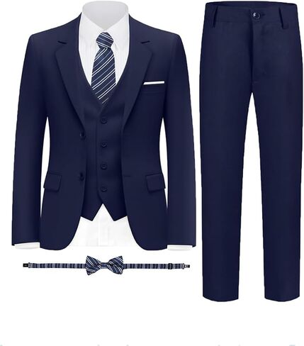 Boys Slim Fit Suit for Kids Tuxedo for Boys Formal Suits 6 Pieces Wedding Ring Bearer Outfit for Wedding in Kuwait