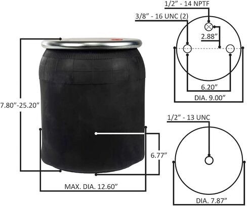 Air Spring Bag Replaces Peterbilt Kenworth Firestone W01-358-8864, Goodyear 1R12-1097, Genuine Newstar S44732, Single Post Rolling Lobe Air Spring with Aluminum Base – Load Rating 7070 lbs @ 100 PSI in Saudi Arabia