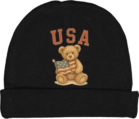 inktastic Patriotic USA Teddy Bear with American Flag Baby Beanie Hat in Saudi Arabia