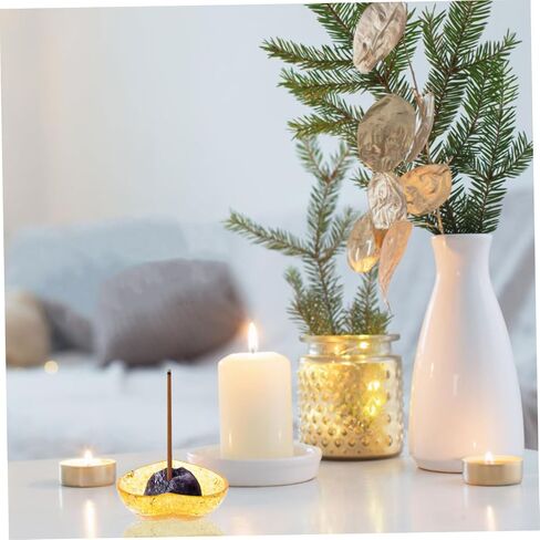 Vaguelly Natural Crystal Heart Shaped Candle Holder Unique Decorative Bowl for Home Decor Resin Candle Decor for Living Room Bedroom Office in Saudi Arabia