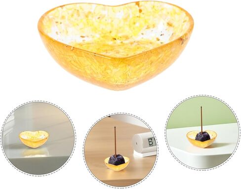 Vaguelly Natural Crystal Heart Shaped Candle Holder Unique Decorative Bowl for Home Decor Resin Candle Decor for Living Room Bedroom Office in Saudi Arabia