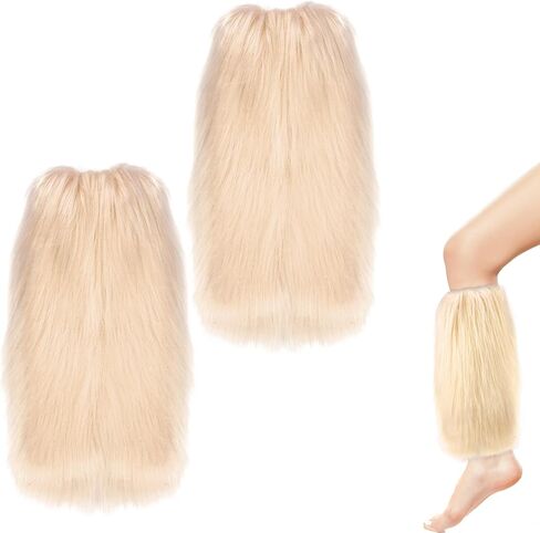 Furry Leg Warmers, Women Faux Fur Leg Warmers Furry Fuzzy Winter Boot Cuffs Cover (1 Pair) in Kuwait