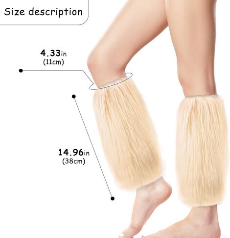 Furry Leg Warmers, Women Faux Fur Leg Warmers Furry Fuzzy Winter Boot Cuffs Cover (1 Pair) in Kuwait