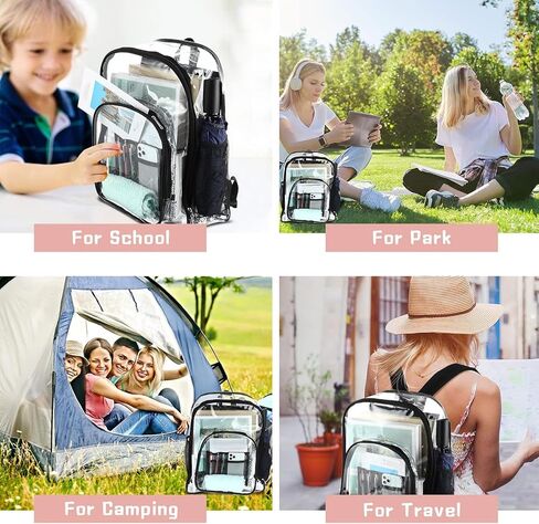 Sanwuta 8 Pcs 17 Inch Clear Backpack Bulk for Students, Heavy Duty PVC Transparent Backpack Stadium Approved Bookbag for Donations School Supplies Travel Work Concert Sport in Saudi Arabia
