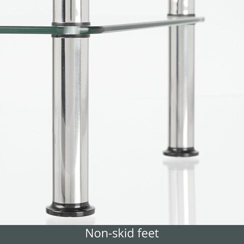 mDesign Modern Glass Corner 3-Tier Storage Organizer Tower Cabinet with Open Shelves - Household Furniture for Bathroom, Office, Bedroom, Living Room - Holds Books, Plants, Candles - Chrome/Clear in Saudi Arabia