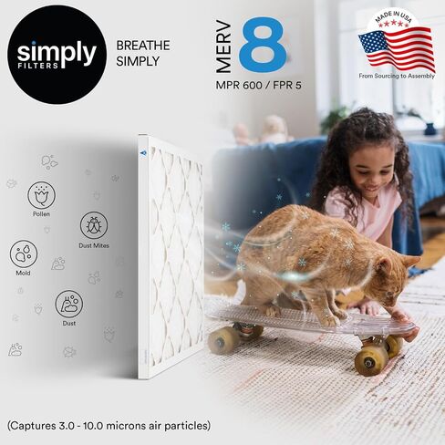 Simply Filters 14x14x1 MERV 8, MPR 600, Air Filter (4 Pack) - Actual Size: 13.75"x13.75"x0.75" HVAC, AC Furnace Air Filter in Kuwait