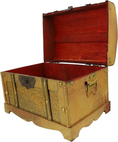 Wooden Pirate Treasure Chest Retro Jewelry Storage Box with Lock for Halloween Parties Decorative Storage Premium Compact Design in Saudi Arabia