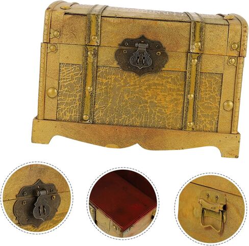 Wooden Pirate Treasure Chest Retro Jewelry Storage Box with Lock for Halloween Parties Decorative Storage Premium Compact Design in Saudi Arabia