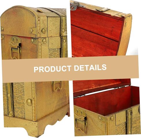 Wooden Pirate Treasure Chest Retro Jewelry Storage Box with Lock for Halloween Parties Decorative Storage Premium Compact Design in Saudi Arabia