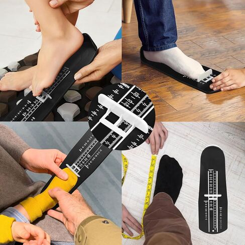 1 PCS Foot Measuring Device, Portable Precision Shoe Size Chart Conversion Tool, ABS Plastic Clear Markings US Standard Shoe Size Chart, Standard Foot Measurement Device for All Sizes(Black) in Kuwait