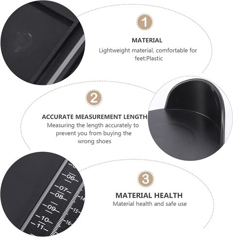1 PCS Foot Measuring Device, Portable Precision Shoe Size Chart Conversion Tool, ABS Plastic Clear Markings US Standard Shoe Size Chart, Standard Foot Measurement Device for All Sizes(Black) in Kuwait
