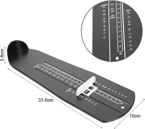 1 PCS Foot Measuring Device, Portable Precision Shoe Size Chart Conversion Tool, ABS Plastic Clear Markings US Standard Shoe Size Chart, Standard Foot Measurement Device for All Sizes(Black) in Kuwait