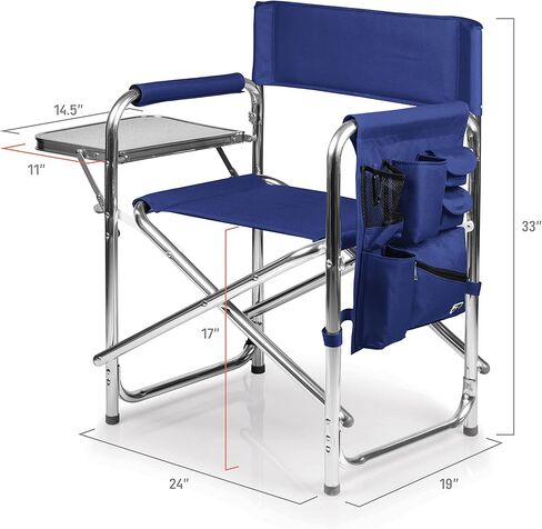 PICNIC TIME NCAA Wingate University Bulldogs Sports Chair with Side Table, Beach Chair, Camp Chair for Adults, (Navy Blue) in Saudi Arabia