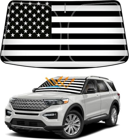 D-Lumina Winshield Sun Shade for Fo-rd Explorer 2020 2021 2022 2023 2024, Foldable Front Sun Shield Protector Blocks UV Rays, Window Sunshade Sun Visor Interior Accessory in Kuwait