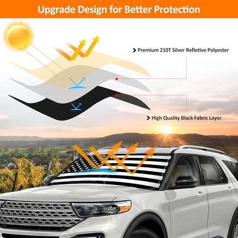 D-Lumina Winshield Sun Shade for Fo-rd Explorer 2020 2021 2022 2023 2024, Foldable Front Sun Shield Protector Blocks UV Rays, Window Sunshade Sun Visor Interior Accessory in Kuwait