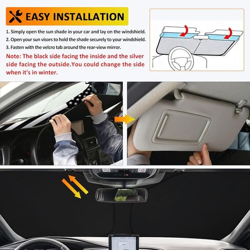 D-Lumina Winshield Sun Shade for Fo-rd Explorer 2020 2021 2022 2023 2024, Foldable Front Sun Shield Protector Blocks UV Rays, Window Sunshade Sun Visor Interior Accessory in Kuwait