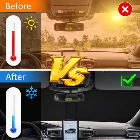 D-Lumina Winshield Sun Shade for Fo-rd Explorer 2020 2021 2022 2023 2024, Foldable Front Sun Shield Protector Blocks UV Rays, Window Sunshade Sun Visor Interior Accessory in Saudi Arabia