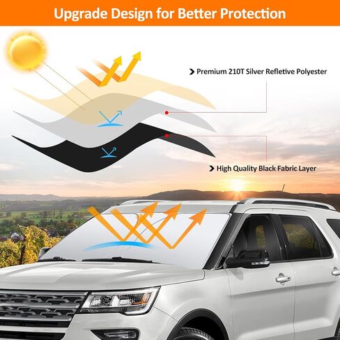 D-Lumina Winshield Sun Shade for Fo-rd Explorer 2020 2021 2022 2023 2024, Foldable Front Sun Shield Protector Blocks UV Rays, Window Sunshade Sun Visor Interior Accessory in Saudi Arabia