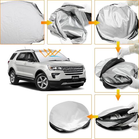 D-Lumina Winshield Sun Shade for Fo-rd Explorer 2020 2021 2022 2023 2024, Foldable Front Sun Shield Protector Blocks UV Rays, Window Sunshade Sun Visor Interior Accessory in Saudi Arabia
