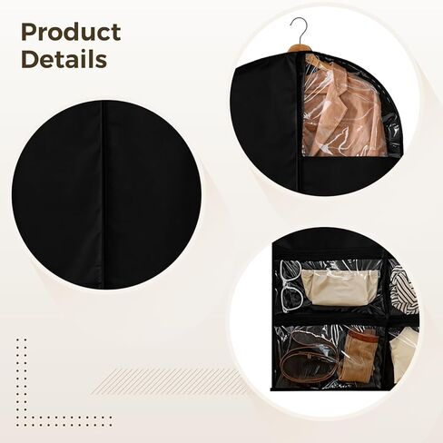 Homaisson 47-Inch Garment Bags Covers, 4 Pcs Black Garment Bag for Closet Storage and Travel, Suit Garment Bag for Men, Black Suit Cover Bags with Clear Window for Coats, Jackets, Shirts in Saudi Arabia