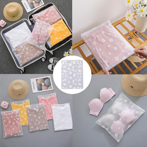 أكياس الملابس البلاستيكية الصافية Ziplock - أكياس تخزين ذاتية الختم للملابس ، والهدايا ، والشحن ، ومواد PEVA ، ونمط ديزي صغير ، 10 "× 12" / 25 × 30 سم ، 50 حزمة in Saudi Arabia