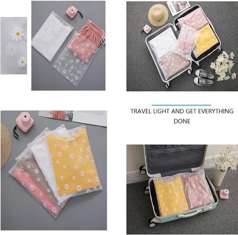 أكياس الملابس البلاستيكية الصافية Ziplock - أكياس تخزين ذاتية الختم للملابس ، والهدايا ، والشحن ، ومواد PEVA ، ونمط ديزي صغير ، 10 "× 12" / 25 × 30 سم ، 50 حزمة in Saudi Arabia
