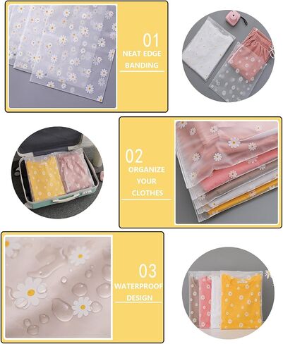 أكياس الملابس البلاستيكية الصافية Ziplock - أكياس تخزين ذاتية الختم للملابس ، والهدايا ، والشحن ، ومواد PEVA ، ونمط ديزي صغير ، 10 "× 12" / 25 × 30 سم ، 50 حزمة in Saudi Arabia