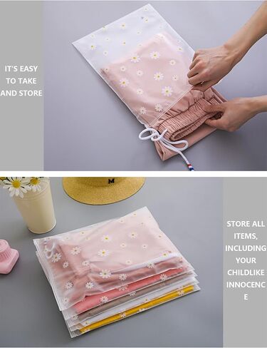 أكياس الملابس البلاستيكية الصافية Ziplock - أكياس تخزين ذاتية الختم للملابس ، والهدايا ، والشحن ، ومواد PEVA ، ونمط ديزي صغير ، 10 "× 12" / 25 × 30 سم ، 50 حزمة in Saudi Arabia