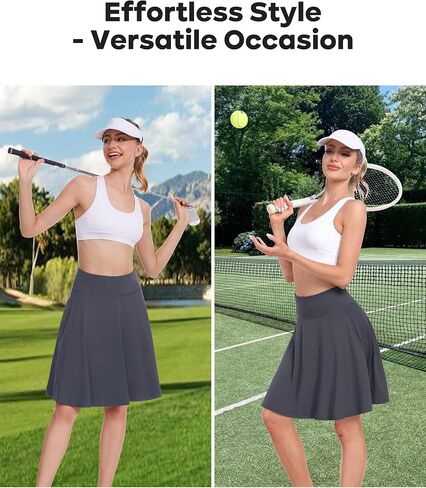 Desol 20" Women's Knee Length Tennis Golf Skirts with Shorts and Pockets High Waisted Athletic Casual Workout Skorts in Kuwait
