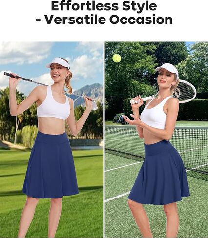 Desol 20" Women's Knee Length Tennis Golf Skirts with Shorts and Pockets High Waisted Athletic Casual Workout Skorts in Kuwait