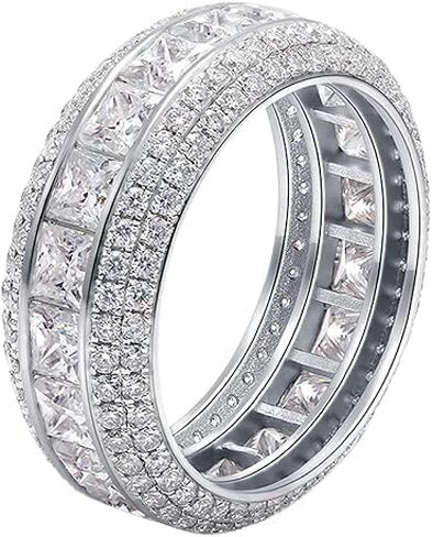 3.00 CT Princess Cut Lab الذي تم إنشاؤه خاتم الماس ، فرقة زفاف للرجال ، 14K أبيض للذهب in Saudi Arabia