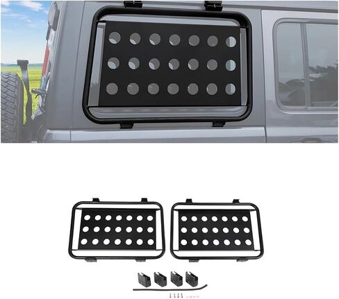 Aluminum Alloy Rear Door Window Glass Armor Protective Frames Decoration Cover Compatible For Jeep Wrangler JL 2018 Up Exterior Accessories in Saudi Arabia
