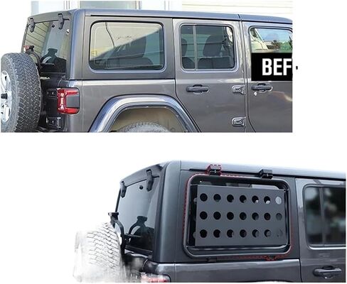 Aluminum Alloy Rear Door Window Glass Armor Protective Frames Decoration Cover Compatible For Jeep Wrangler JL 2018 Up Exterior Accessories in Saudi Arabia