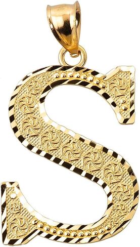 14k Yellow Gold Initial Letter S Charm Pendant, 0.7" in Saudi Arabia