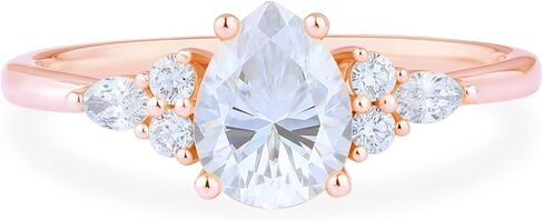 Engagement Rings for Women 1.1CT Pear Cut Moissanite Ring 925 Sterling Silver Moissanite Wedding Band for Women Promise Ring for Her Wedding Rings Size 3-10 in Saudi Arabia