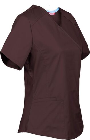 Personalized Customizable Embroidered Women's Medical Scrub Top – Mock Wrap Design with Multiple Pockets in Kuwait