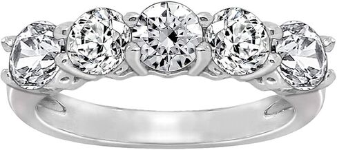 Sterling Silver Round Cut Cubic Zirconia 5 Stone Ring (2-carat White, 6) in Kuwait