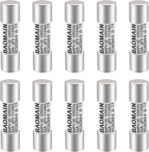 Baomain Solar PV Fuse، gPV Type Fuse Link PV-30 10 X 38 mm، 5A 1000V DC، 33kA، حزمة من 10 مدرجة في CE in Saudi Arabia