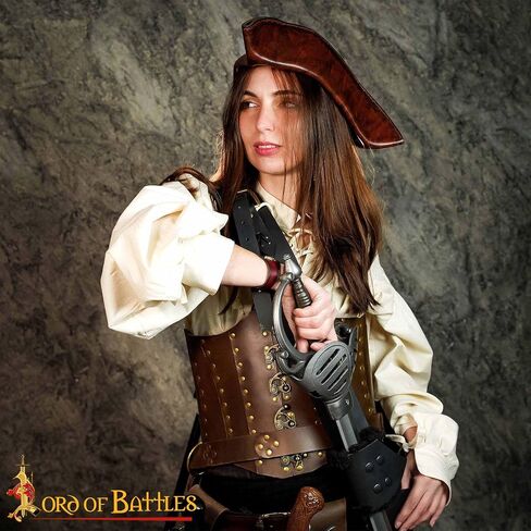 Lord of Battles Pirate Leather Belt with Sword Hanger Medieval Baldric Sword Hanging Belt Handcrafted From Genuine Buff Leather With Antique Solid Brass Buckle in Kuwait