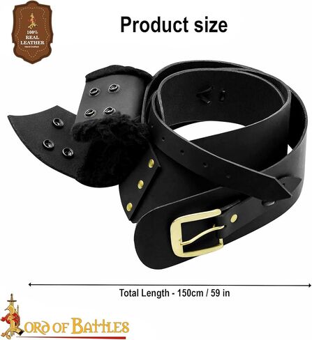 Lord of Battles Pirate Leather Belt with Sword Hanger Medieval Baldric Sword Hanging Belt Handcrafted From Genuine Buff Leather With Antique Solid Brass Buckle in Kuwait