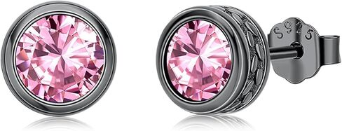 Men Black Stud Earrings S925 Sterling Silver Mens Womens CZ Black Stud Earrings Pierced Black Earrings Jewelry Gift in Saudi Arabia