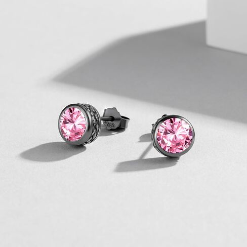 Men Black Stud Earrings S925 Sterling Silver Mens Womens CZ Black Stud Earrings Pierced Black Earrings Jewelry Gift in Saudi Arabia