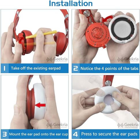 Geekria QuickFit Replacement Ear Pads for Monster Beats MIXR Headphones Ear Cushions, Headset Earpads, Ear Cups Cover Repair Parts (Red) in Saudi Arabia