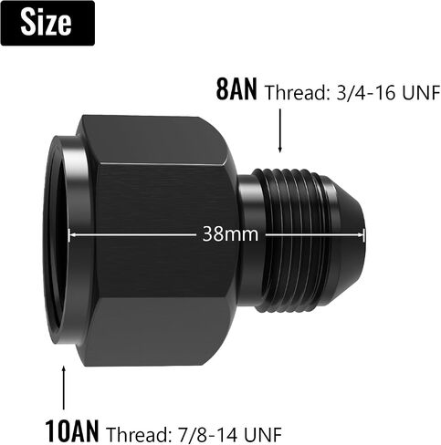 2 Pcs 10AN Female to 6AN Male Flare Reducer Adapter, Hard Aluminum Black Anodized Size Conversion Connector, Automotive Accessories Suitable for Vehicle Fuel Oil Line Modification in Saudi Arabia