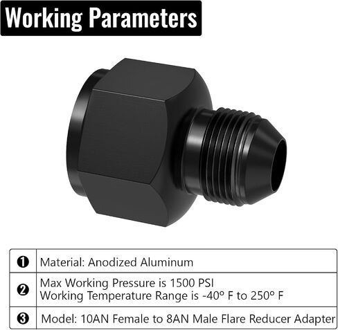 2 Pcs 10AN Female to 6AN Male Flare Reducer Adapter, Hard Aluminum Black Anodized Size Conversion Connector, Automotive Accessories Suitable for Vehicle Fuel Oil Line Modification in Saudi Arabia