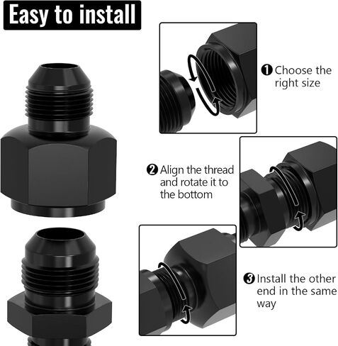 2 Pcs 10AN Female to 6AN Male Flare Reducer Adapter, Hard Aluminum Black Anodized Size Conversion Connector, Automotive Accessories Suitable for Vehicle Fuel Oil Line Modification in Saudi Arabia