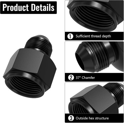 2 Pcs 10AN Female to 6AN Male Flare Reducer Adapter, Hard Aluminum Black Anodized Size Conversion Connector, Automotive Accessories Suitable for Vehicle Fuel Oil Line Modification in Saudi Arabia