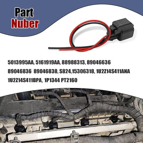 موصل حاقن الوقود S824 ، سلك الموصلات الخبيثة متوافق مع GM LS2 LS3 LS7 ، FD Mustang 4.6L ، D0DGE ، استبدل OE # EC264 ، WPT-159 ، 15306318 ، 17400-08 (8 PCS) in Saudi Arabia