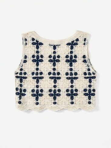 Verdusa Women's Button Front Vest V Neck Sleeveless Knit Crochet Sweater Vest in Saudi Arabia